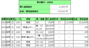 阪神競馬場１０レース的中馬券