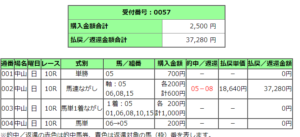 中山競馬場１０レース的中馬券