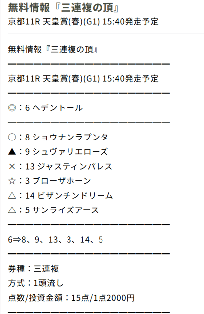 馬争の頂的中