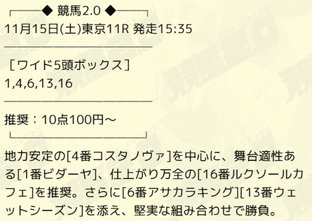 武蔵野S 無料予想的中