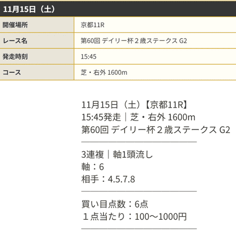 デイリー2歳S 無料予想的中