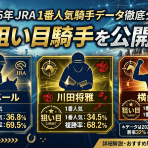 2026年JRA1番人気騎手データ｜勝率32％・複勝率66％から見る狙い目騎手